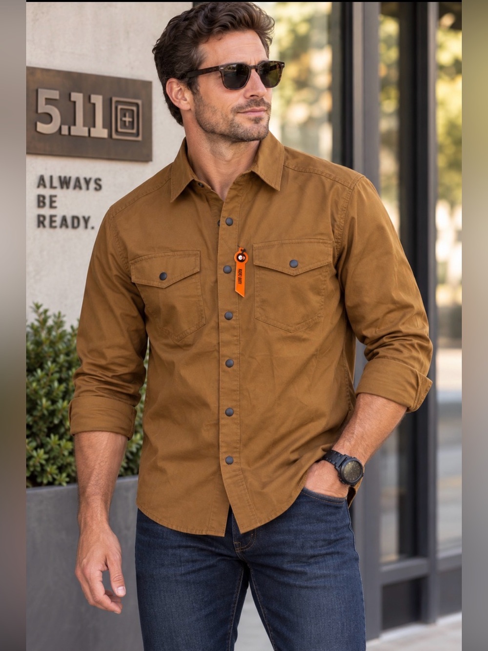 5.11 Tactical Gunner Solid Long Sleeve Shirt Brown Duck Men’s Size Small NWT